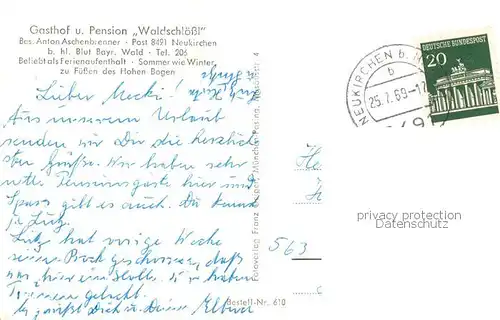 AK / Ansichtskarte Neukirchen_Heilig_Blut Gasthof Pension Waldschloessl Gastraum Panorama Neukirchen_Heilig_Blut