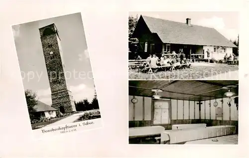 AK / Ansichtskarte Brandenkopf Brandenkopfturm mit Wirtschaftsbetrieb Gastraum Brandenkopf