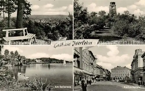 AK / Ansichtskarte Iserlohn Blick vom Fichtenweg Bismarckturm Am Seilersee Rathausplatz Iserlohn