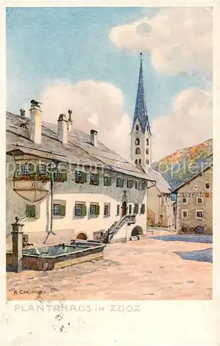 AK / Ansichtskarte Zuoz_GR Plantahaus Kuenstlerkarte Zuoz_GR