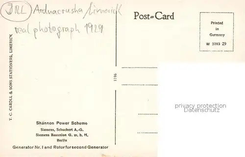 AK / Ansichtskarte Limerick_Ireland Generator Nr 1 and Rotor for second Generator 