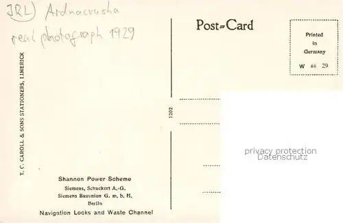 AK / Ansichtskarte Ardnacrusha_Limerick_Ireland Navigation Locks and Waste Channel 