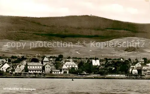 AK / Ansichtskarte Mittelheim_Rheingau Blick ueber den Rhein Mittelheim Rheingau
