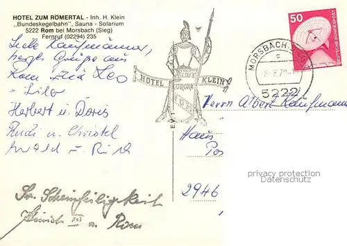 AK / Ansichtskarte Rom_Morsbach Hotel zum Roemertal Terrasse Bar Fliegeraufnahme Rom_Morsbach