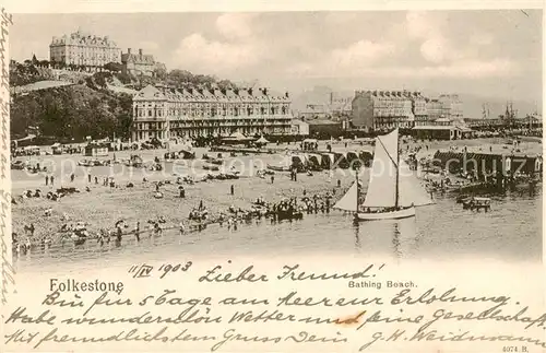 AK / Ansichtskarte  Folkestone_UK Bathing Beach 