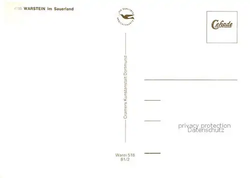 AK / Ansichtskarte  Warstein Fliegeraufnahme Warstein