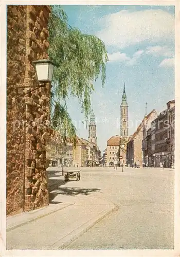 AK / Ansichtskarte 73832693 Goerlitz__Sachsen Leninplatz mit Dreifaltigkeitskirche Altes Augustinerkloster mit Moench und Rathausturm 