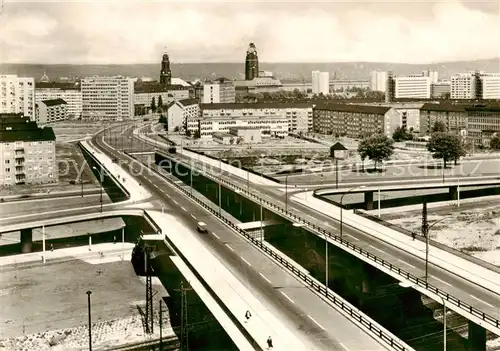 AK / Ansichtskarte  Dresden_Elbe Blick vom Studentenwohnheim ueber Budapester Strasse nach dem Stadtzentrum 