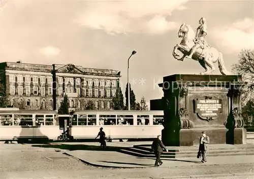 AK / Ansichtskarte  Dresden_Elbe Denkmal Augusts des Starken Strassenbahn 