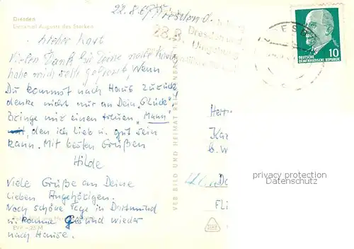 AK / Ansichtskarte  Dresden_Elbe Denkmal Augusts des Starken Strassenbahn 