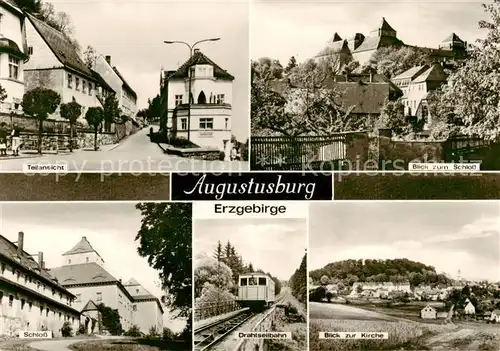 AK / Ansichtskarte 73832730 Augustusburg Teilansichten Schloss Drahtseilbahn Panorama Augustusburg