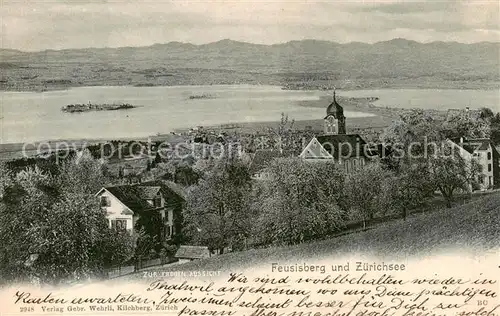 AK / Ansichtskarte Feusisberg_SZ Panorama Zuerichsee Gasthaus Zur Fernen Aussicht 