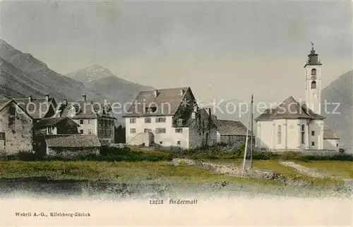 AK / Ansichtskarte Andermatt_UR Ortspartie mit Kirche 