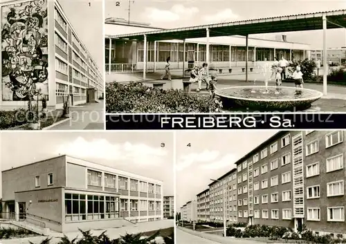 AK / Ansichtskarte Freiberg__Sachsen Lenin und Gorki Oberschule Versorgungszentrum Unicent Stadt und Kinderambulanz Neubauten Tschernikowskistrasse 