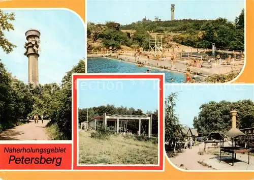 AK / Ansichtskarte Petersberg_Halle Fernsehturm Bergbad Pavillon HOG Waldschenke Petersberg_Halle