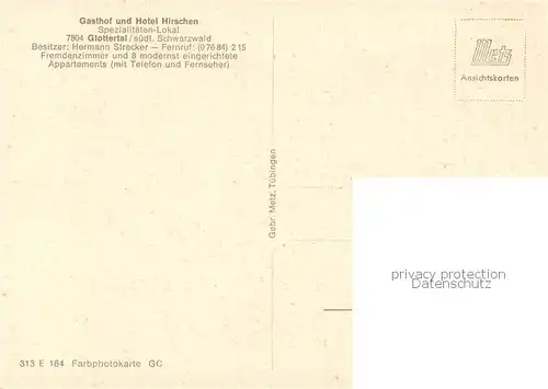 AK / Ansichtskarte Glottertal_Schwarzwald Gasthof und Hotel Hirschen 