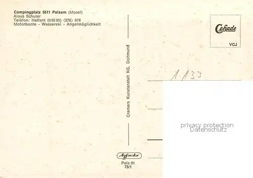 AK / Ansichtskarte Palzem Campingplatz an der Mosel Palzem