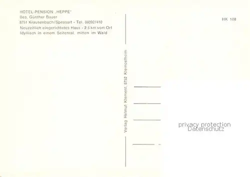AK / Ansichtskarte Krausenbach Panorama Hotel Pension Heppe Gastraeume Krausenbach