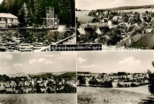 AK / Ansichtskarte Gruenhainichen_Erzgebirge Schwimmbad Panorama Gruenhainichen Erzgebirge