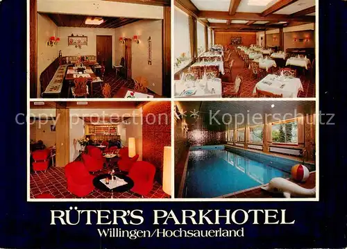 AK / Ansichtskarte  Willingen_Sauerland Rueters Parkhotel Gastraeume Hallenbad Willingen_Sauerland