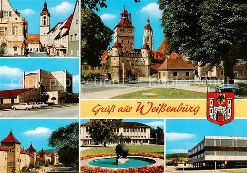 AK / Ansichtskarte 73833090 Weissenburg__Bayern Kirche Schloss Stadtmauer Brunnen Stadthalle 
