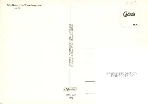 AK / Ansichtskarte  Bevern_Holzminden Fliegeraufnahme Bevern Holzminden