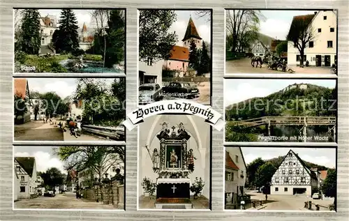 AK / Ansichtskarte 73833127 Vorra_Pegnitz Schloss Marienkirche Altar Pegnitzpartie mit Hoher Wacht Vorra Pegnitz