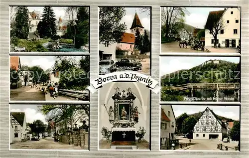 AK / Ansichtskarte  Vorra_Pegnitz Schloss Marienkirche Altar Pegnitzpartie mit Hoher Wacht Vorra Pegnitz