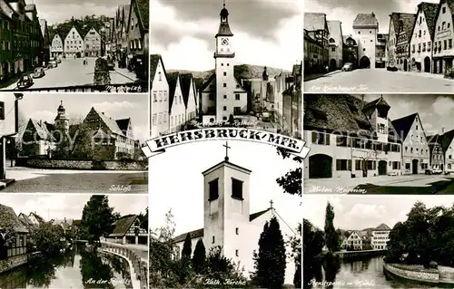 AK / Ansichtskarte  Hersbruck Marktplatz Schloss Rathaus Nuernberger Tor Hirten Museum Pegnitzpartie Kath Kirche Hersbruck