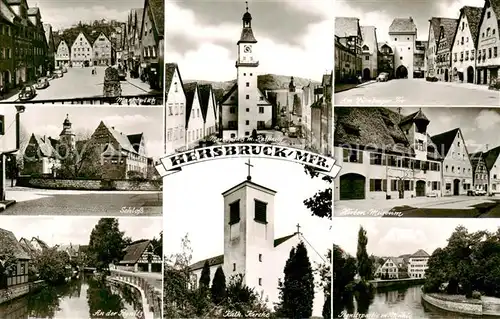 AK / Ansichtskarte  Hersbruck Marktplatz Schloss Rathaus Nuernberger Tor Hirten Museum Pegnitzpartie Kath Kirche Hersbruck