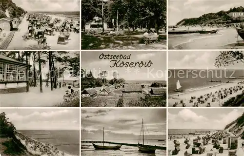 AK / Ansichtskarte  Koserow_Ostseebad_Usedom Strand Promenade Teilansichten Koserow_Ostseebad_Usedom