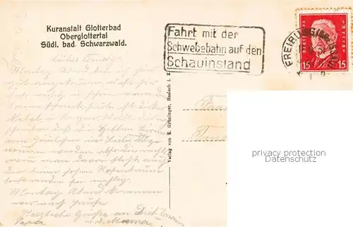 AK / Ansichtskarte 73833194 Glottertal_Schwarzwald Kuranstalt Glotterbad 