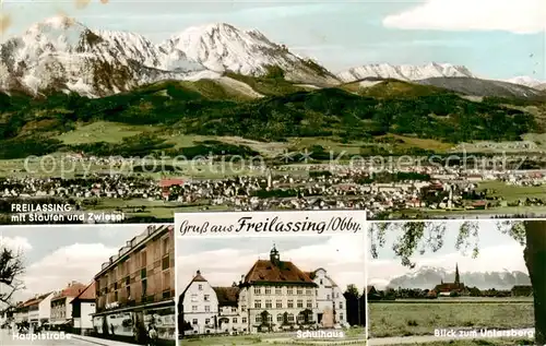 AK / Ansichtskarte  Freilassing mit Staufen und Zwiesel Hauptstrasse Schulhaus Blick zum Untersberg Freilassing