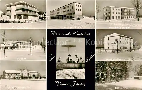 AK / Ansichtskarte  Bad_Fuessing Pension Geml Kurhaus Claudia Hotel Fuessinger Hof Kurmittelhaus Gaestehaus Haegner Pension Muenchner Kindl Spazierweg Bad_Fuessing