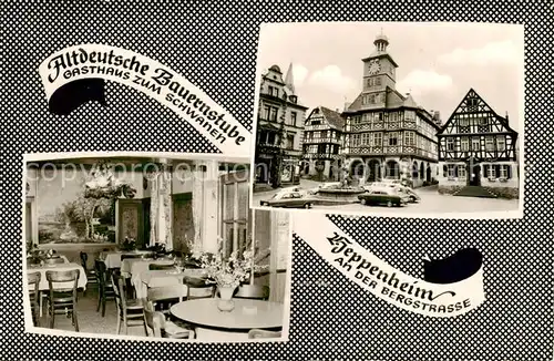 AK / Ansichtskarte 73833244 Heppenheim_Bergstrasse Gasthaus zum Schwanen Marktplatz Heppenheim_Bergstrasse