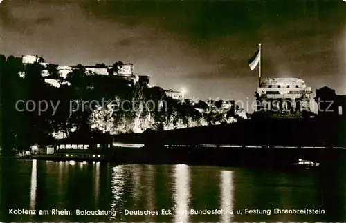 AK / Ansichtskarte 73833264 Koblenz__Rhein Beleuchtung Deutsches Eck Festung Ehrenbreitstein 