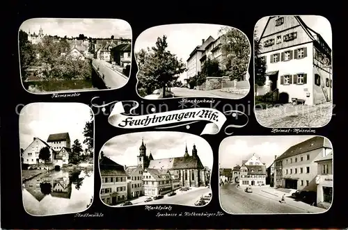 AK / Ansichtskarte Feuchtwangen Tuermemotiv Krankenhaus Heimatmuseum Stadtmuehle Marktplatz Sparkasse Rothenburger Tor Feuchtwangen