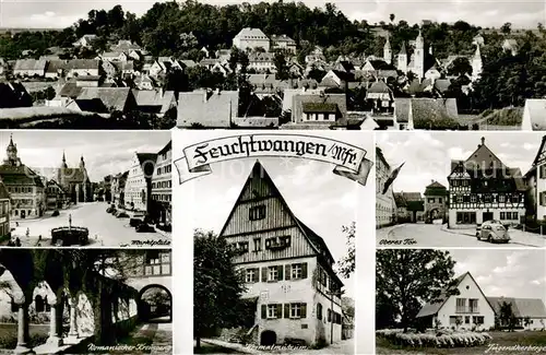 AK / Ansichtskarte Feuchtwangen Panorama Marktplatz Romanischer Kreuzgang Heimatmuseum Oberes Tor Jugendherberge Feuchtwangen