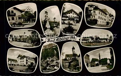 AK / Ansichtskarte Bad_Aibling Ratskeller Kirchzeile Versorgungs Kuranstalt Ortspartie Wendelstein Kurhaus Glonn Partie Kurhotel Ludwigsbad Pensionistenheim Stadtplatz Bad_Aibling