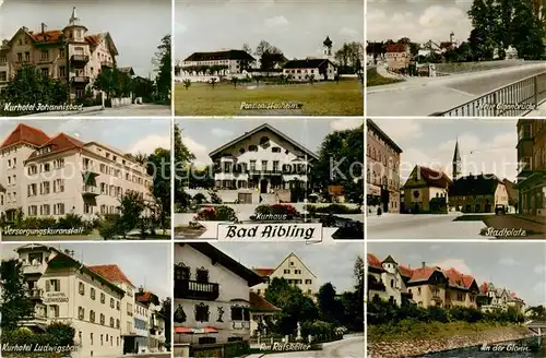 AK / Ansichtskarte Bad_Aibling Ratskeller Kirchzeile Versorgungs Kuranstalt Ortspartie Wendelstein Kurhaus Glonn Partie Kurhotel Ludwigsbad Pensionistenheim Stadtplatz Bad_Aibling