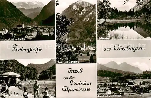 AK / Ansichtskarte Inzell mit Reiteralpe mit Gamskogel Falkensee Schwimmbad Unterberge Inzell