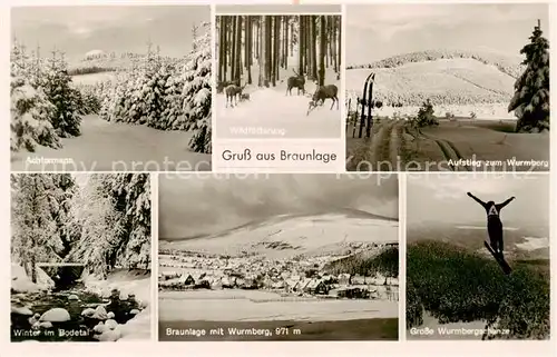 AK / Ansichtskarte Braunlage Achtermann Winter im Bodetal Aufstieg zum Wurmberg Grosse Wurmbergschanze Braunlage
