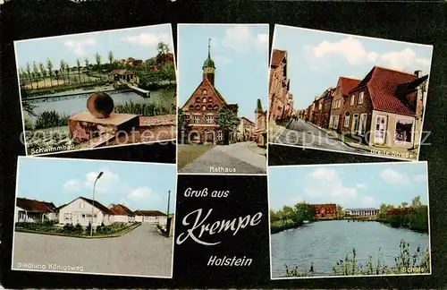 AK / Ansichtskarte Krempe_Holstein Schwimmbad Rathaus Breite Strasse Siedlung Koenigsweg Schule Krempe_Holstein