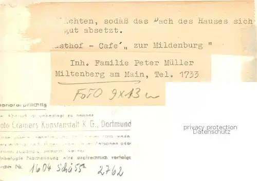 AK / Ansichtskarte Miltenberg_Main Gasthof Cafe zur Mildenburg Miltenberg Main