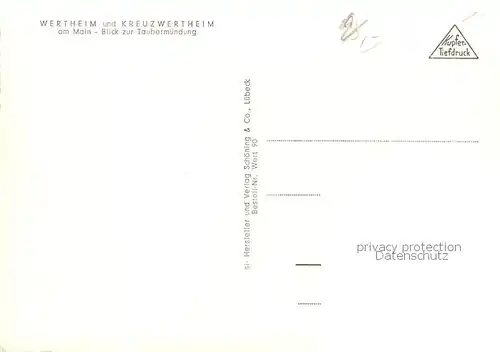 AK / Ansichtskarte Wertheim_Main Fliegeraufnahme mit Kreuzwertheim und Taubermuendung Wertheim Main