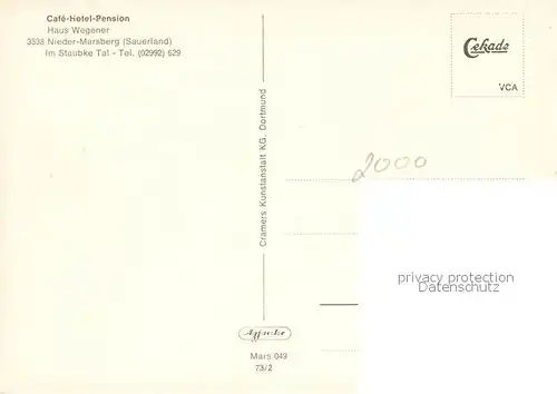 AK / Ansichtskarte Niedermarsberg Cafe Hotel Haus Wegener Niedermarsberg