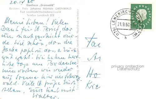 AK / Ansichtskarte Gruenwald_Lenzkirch Gasthof Gruenwald Gruenwald_Lenzkirch