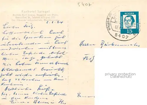 AK / Ansichtskarte Boppard_Rhein Kurhotel Spiegel Gastraeume Boppard Rhein