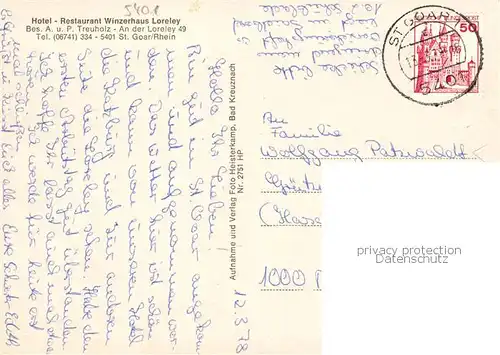 AK / Ansichtskarte St_Goar_Rhein Hotel Restaurant Winzerhaus Loreley Gastraeume Terrasse 