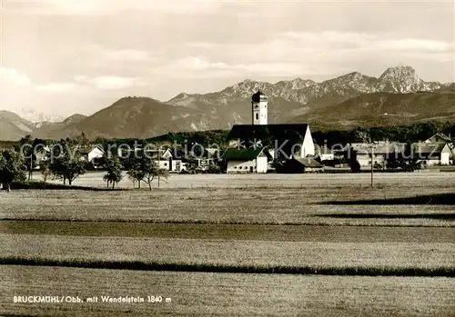 AK / Ansichtskarte Bruckmuehl_Inn mit Kirche und Wendelstein Bruckmuehl Inn